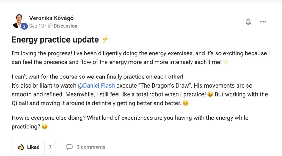 Veronika: I can feel the energy more and more each time