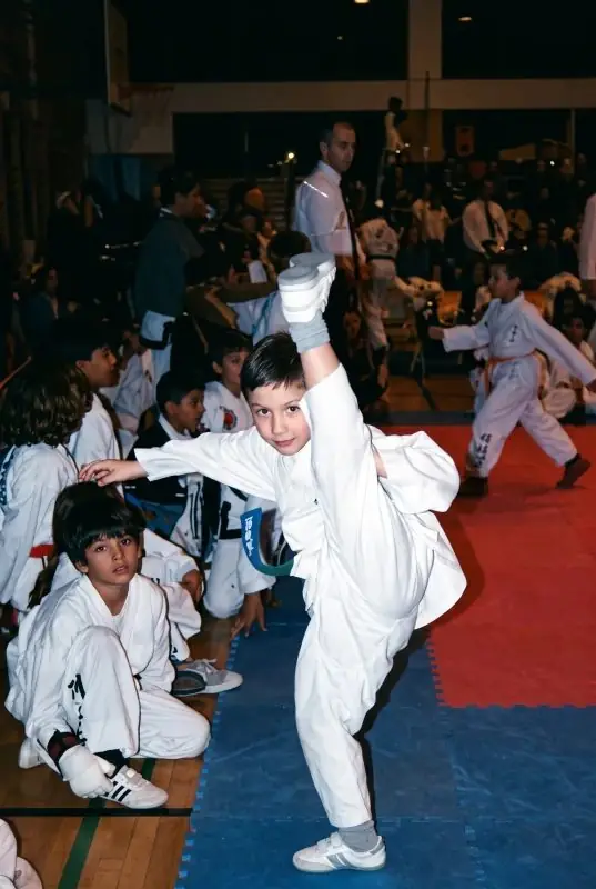 Young Daniel Flash competing in a martial arts tournament in Argentina